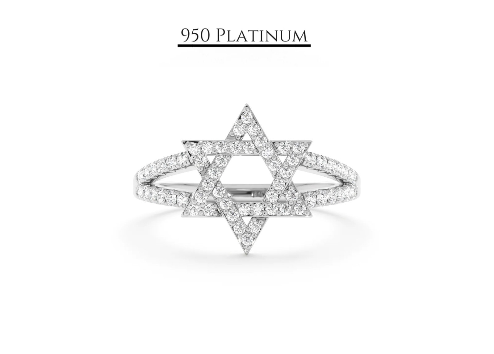 Star of David Diamond Ring 950 Platinum Jewish Jewelry Bat Mitzvah-Women’s Day