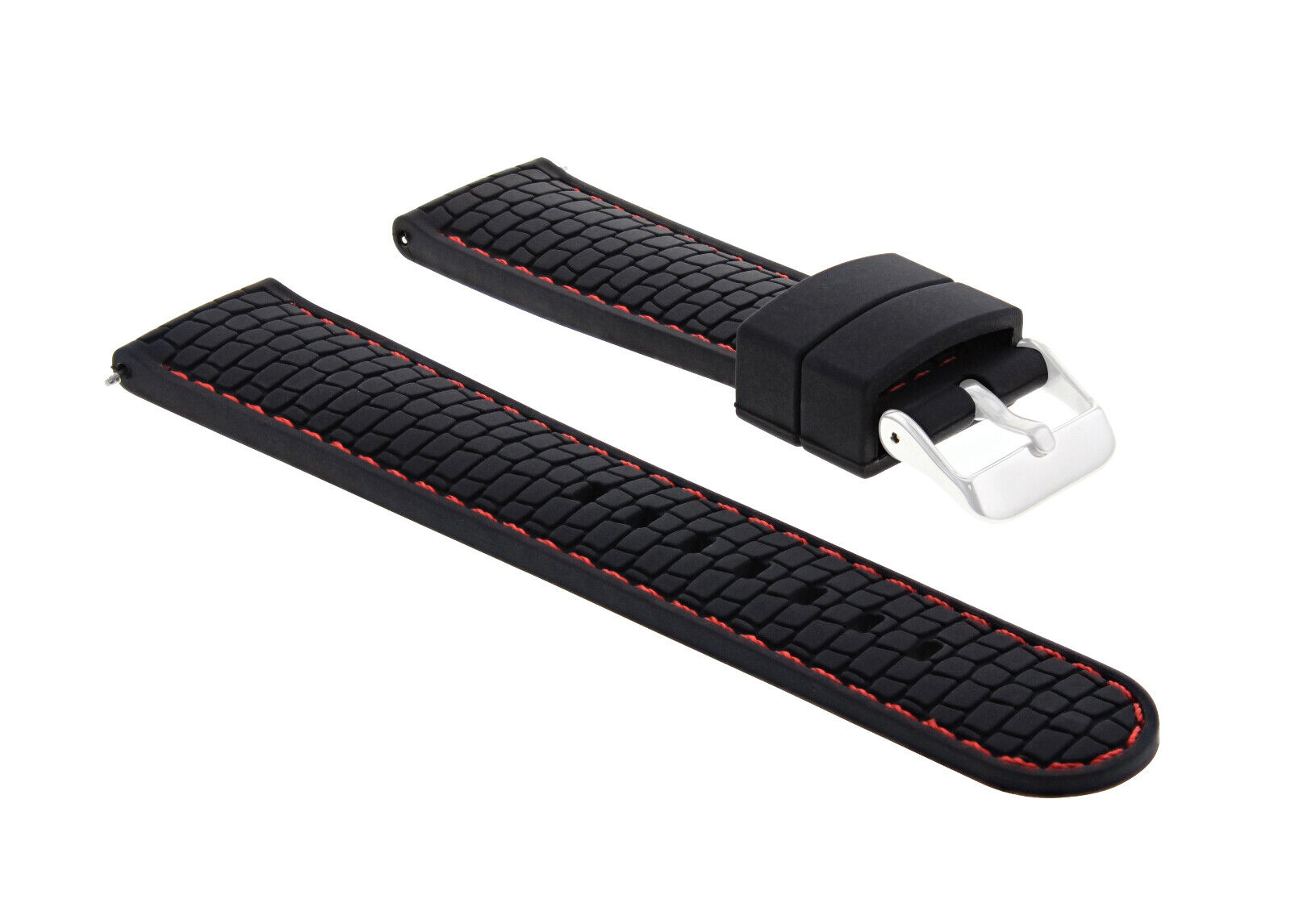 NEW 24MM RUBBER STRAP BAND FOR GUESS WATCH BLACK  RED STITCH