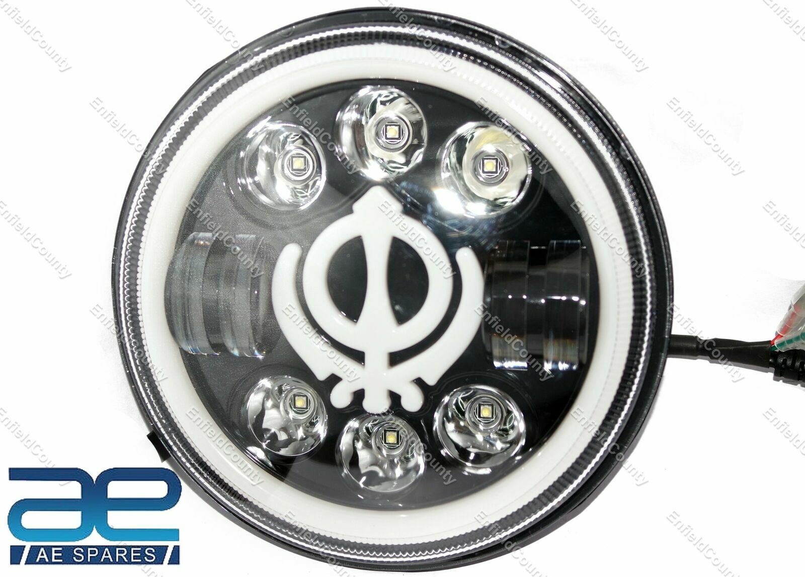 The Khanda Sahib 7" LED Headlight for Royal Enfield Classic Electra Standard 