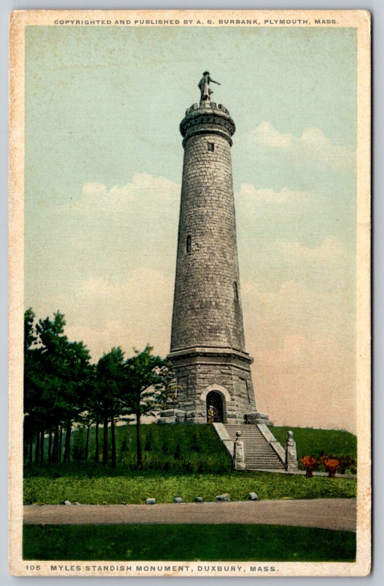 Myles Standish Monument Duxbury MA-Massachusetts Postcard