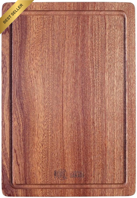 Japanese Sapele Wood Cutting Board with Juice Groove - 35 X 25 Cm Kitchen Choppi