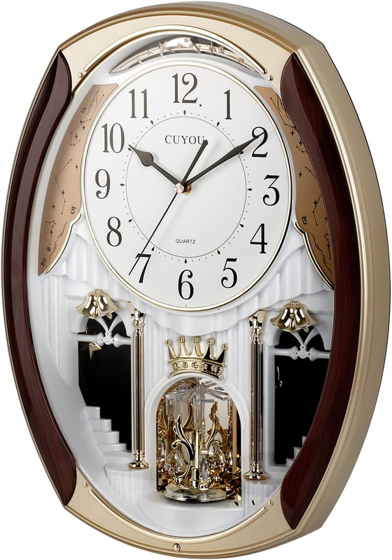 Musical Motion Chime Wall Clock with Rotating Pendulum, Deco
