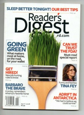 Reader's Digest Magazine April 2008 Tina Fey Barbaro Tips for Better Sleep