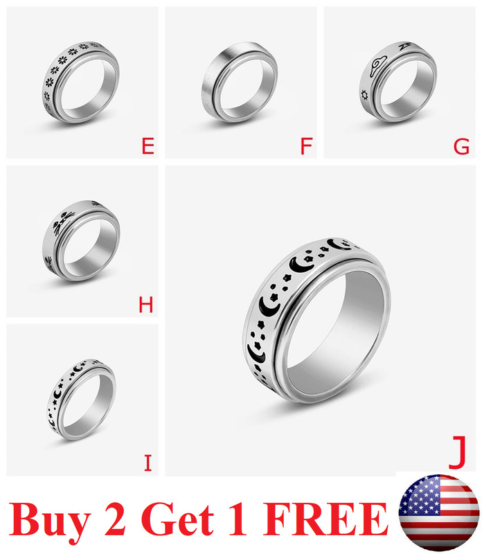 Sun and Moon Anxiety Fidget Ring Stainless Steel ADHD Decompression
