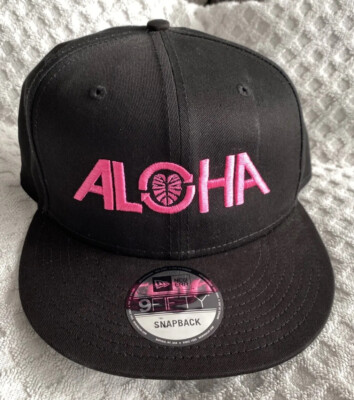 New Era 9Fifty Hawaii Aloha Adjustable Snapback Hat Black Hot Pink 100% Cotton