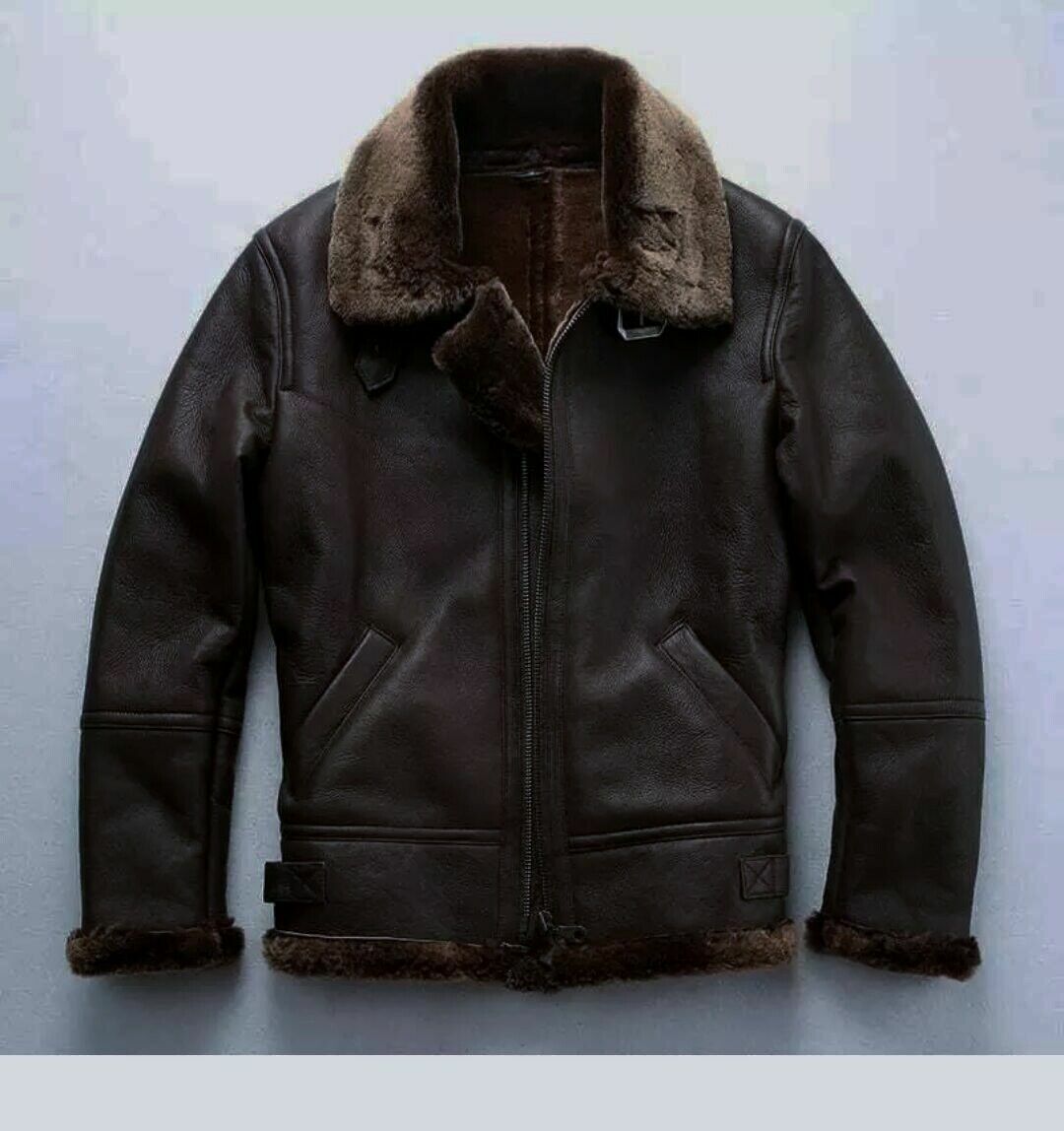 Pre-owned Nfleather Men's Raf Aviator Real Leather Jacket Coat Bomber ...