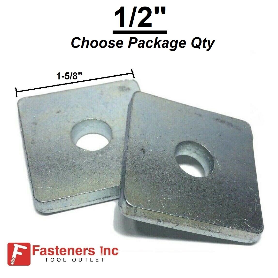 1/2" x 15/8" Square Strut Washers for Unistrut Channel 4602 P1064