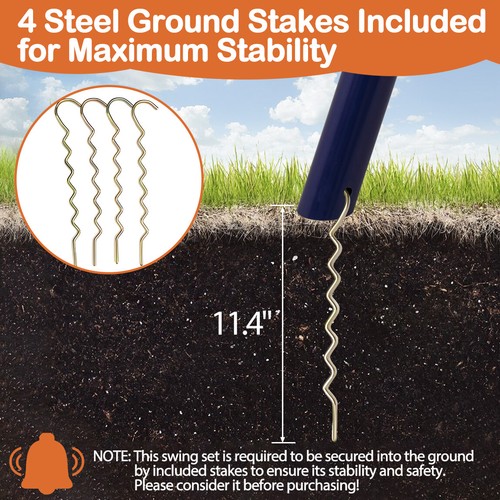 6-in-1 Kids Swing Set Backyard Playground Set Metal Swings Set for Kids Outdoor