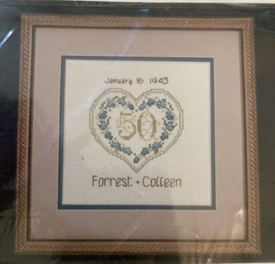 Vtg Rare Imaginating 25th or 50th Anniversary Heart Cross Stitch kit #1109