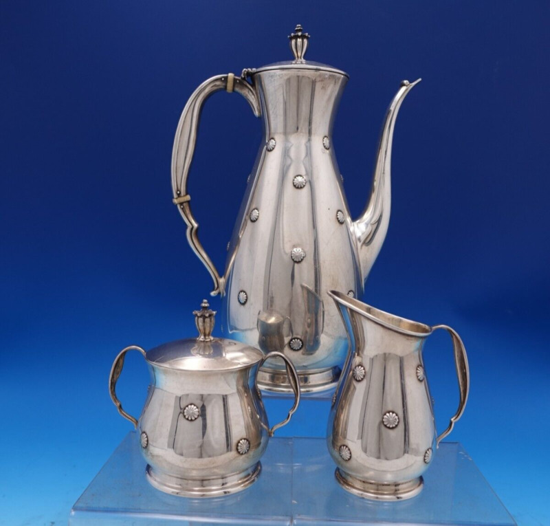 Far East By Reed And Barton Sterling Silver Coffee Set 3pc #x424 (#7417)