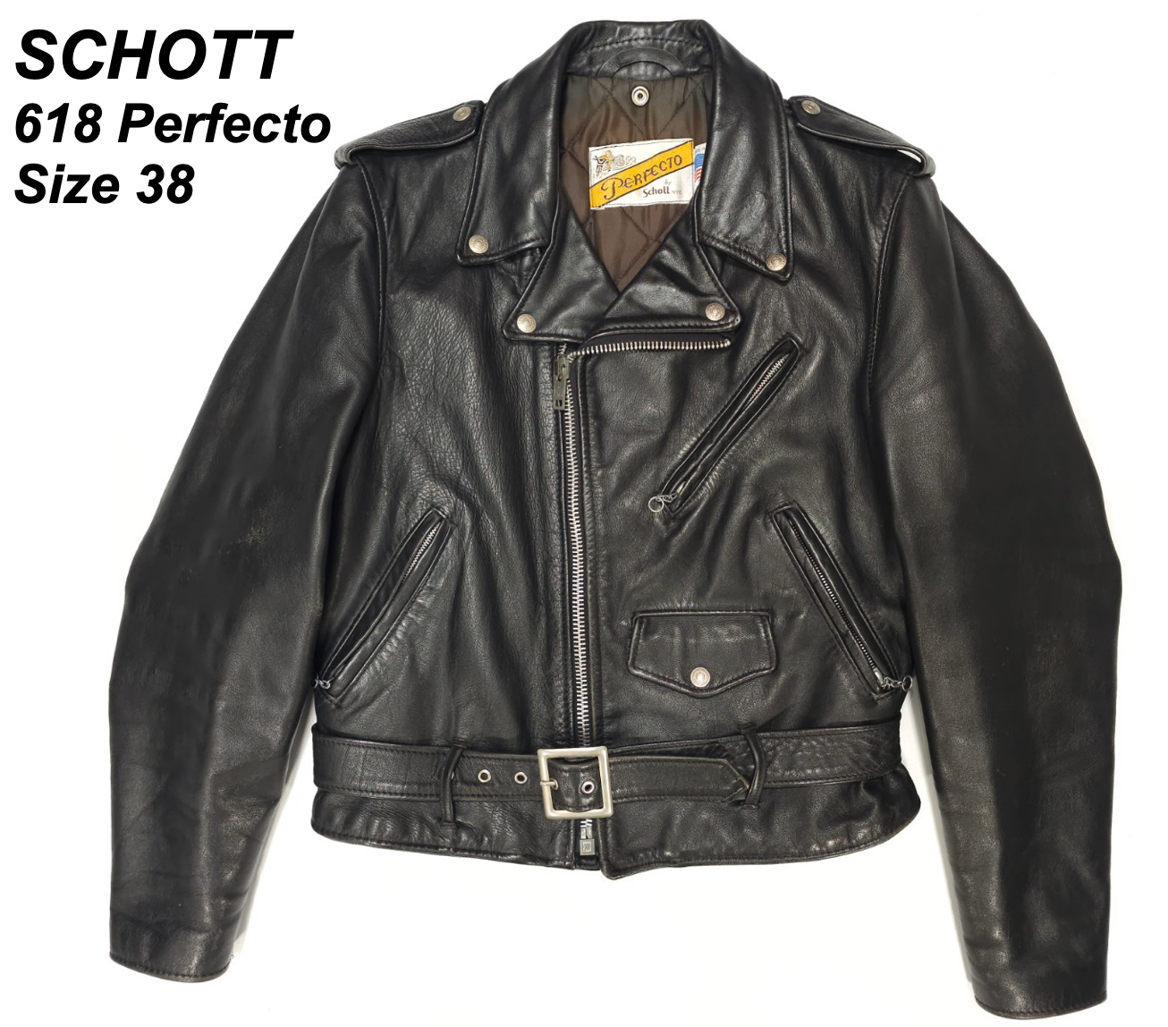 Schott Perfecto レザージャケットダブル　ライダース 38 Schott 618 Perfecto 38 double steer hide leather motorcycle