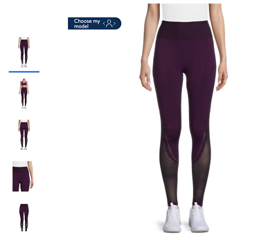 Avia Women's Stretch Cotton Blend Capri Leggings with Side Pockets Small  Purple