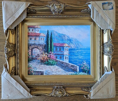 Italian Coastline Oil Painting by Kent Wallis on Canvas