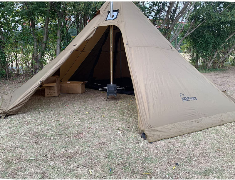 Hot Tent with Stove Jack 4-8 Person Large Teepee Tent for Family Camping