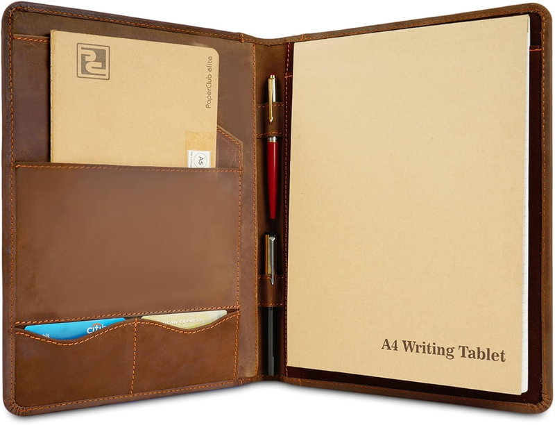 , Leather Portfolio for Men Brown, Leather Padfolio for Wome