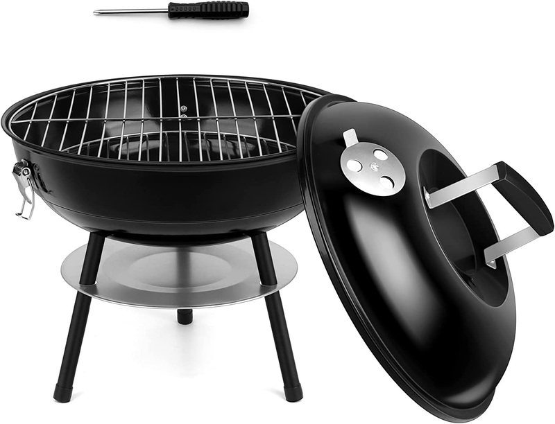 14 Inch Charcoal Grill,  Portable & Mini BBQ Grilling Smoker