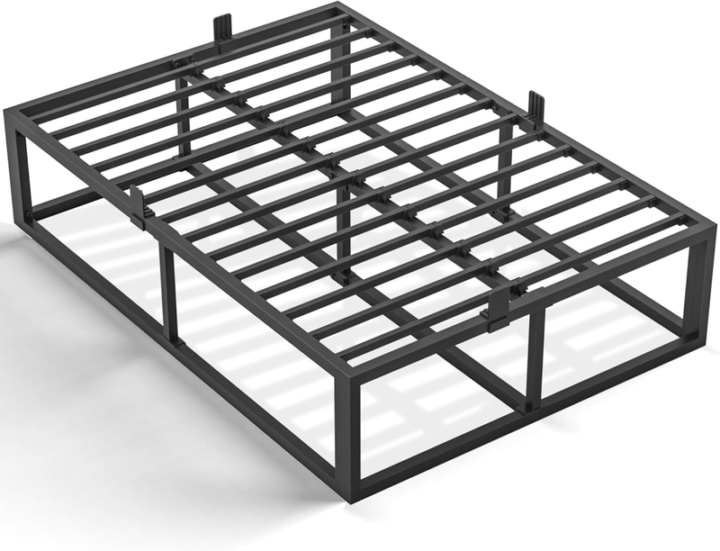 18 Inch Full Bed Frame with Steel Slat Support,Heavy Duty Metal Platform Bed Frame Full Size Mattress Foundation,No Box Spring Needed,Easy Assembly,Noise Free,Black