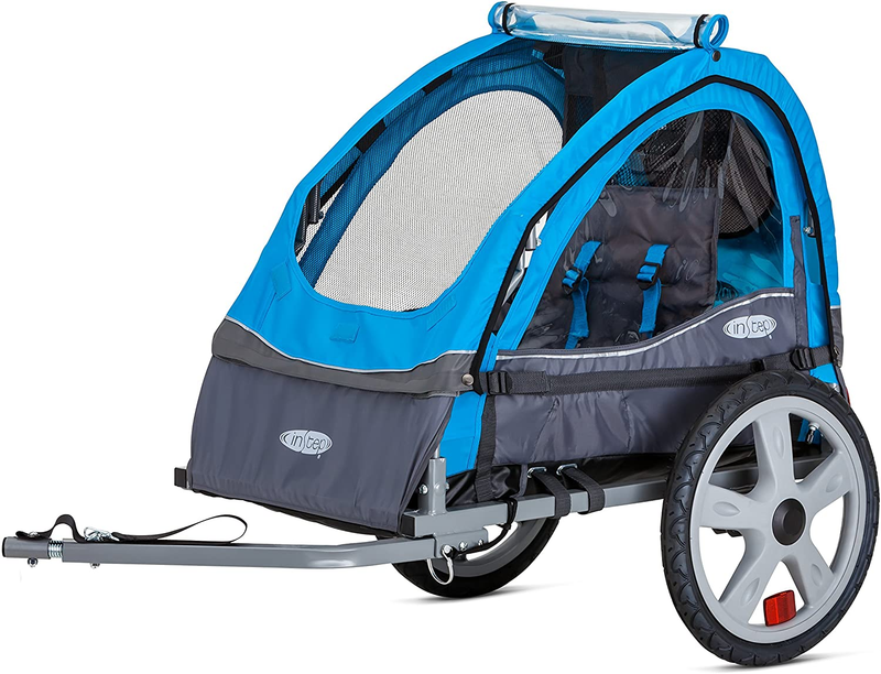 Bike Trailer for Toddlers, Kids, Single and Double Seat, 2-In-1 Canopy Carrier,