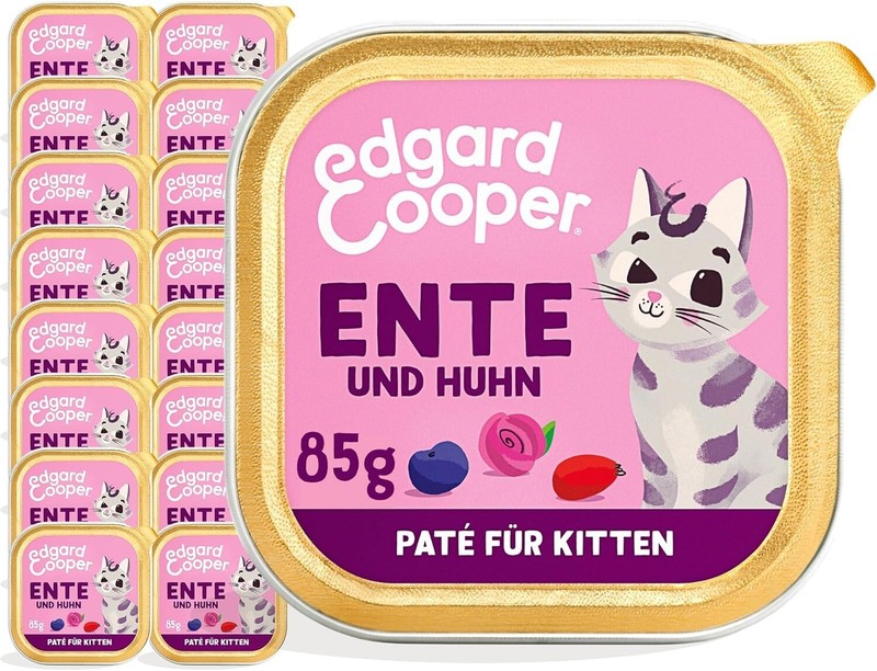 Edgard & Cooper Kitten Nassfutter, (Ente & Huhn, 85g X 16), Getreidefrei, Voll V
