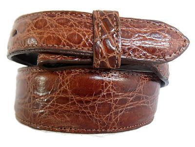 AL BERES COGNAC GENUINE AMERICAN ALLIGATOR BELT SZ 30 1½  to 1  TAPER #304C