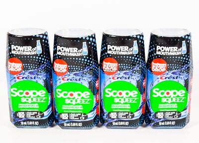 4 Crest Scope Squeez Mouthwash Concentrate COOL PEPPERMINT 1.69 oz Sealed bottle