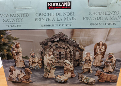 New Hand-Painted 13 Piece Christmas Nativity Scene by Kirkland Costco