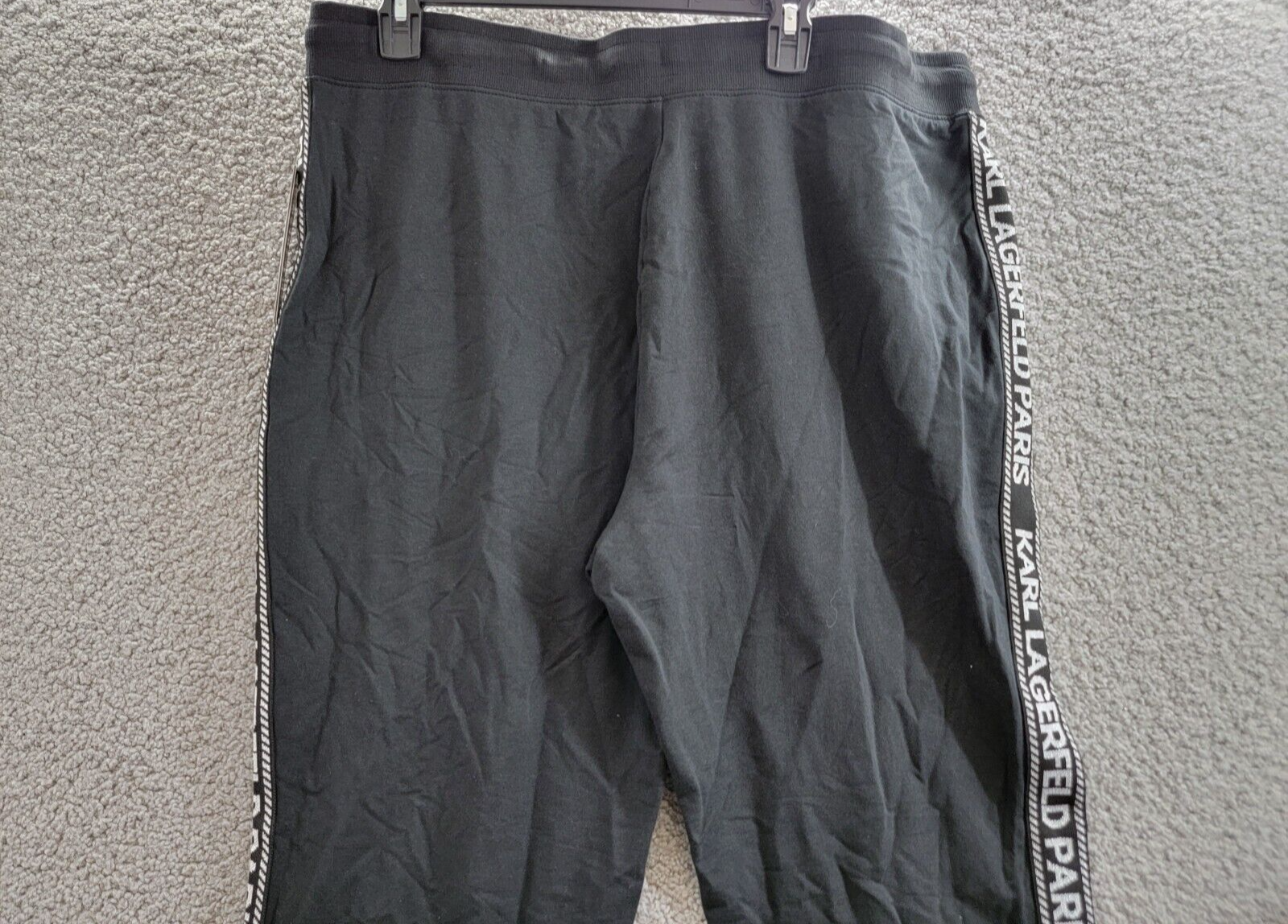 Karl Lagerfeld Paris Logo-Stripe Jogger Pants Women's XL Black/Silver Drawstring - Picture 12 of 17