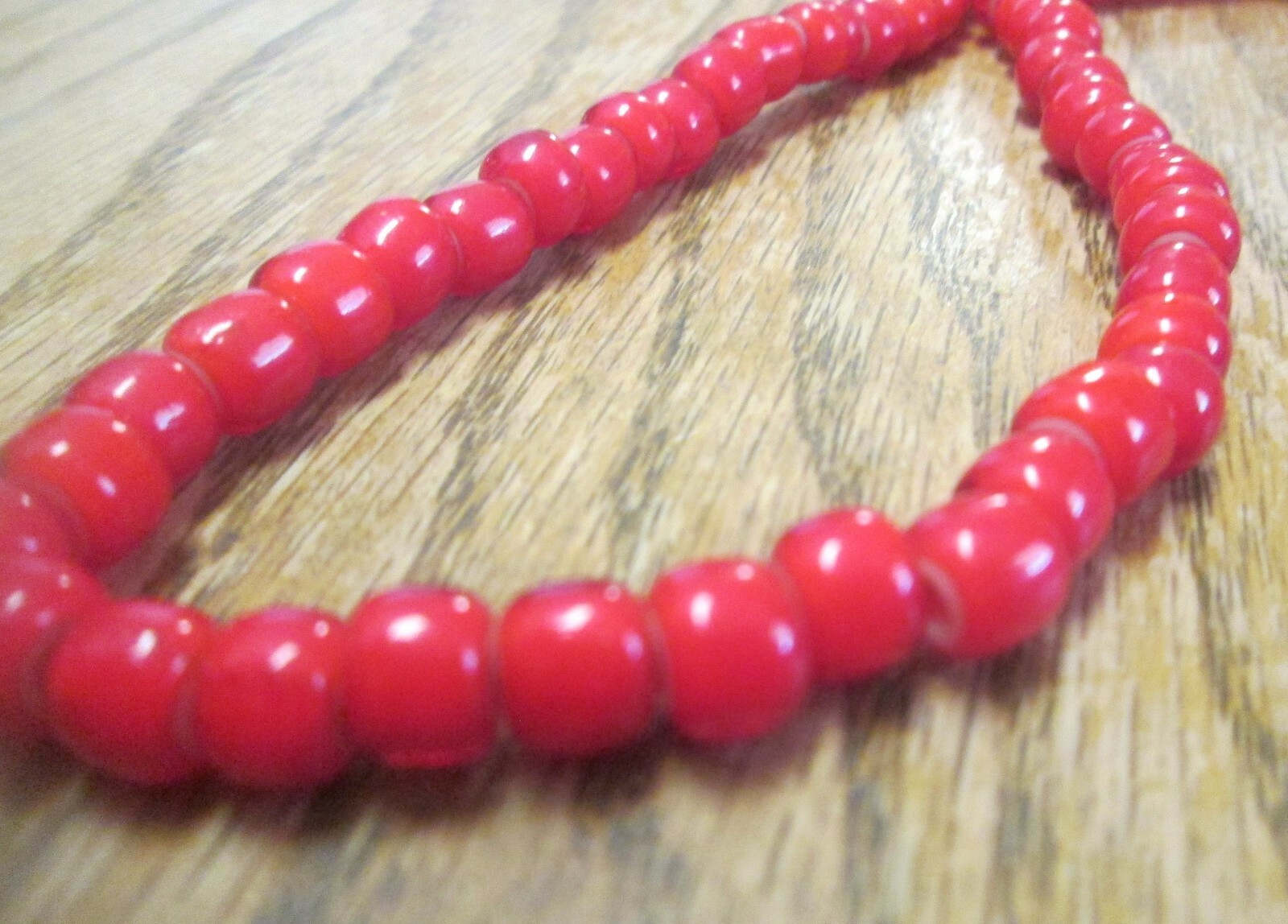 African Trade Beads Vintage Venetian Glass Red White Heart Beads