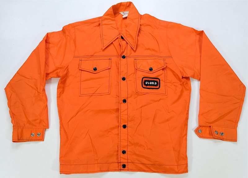 Rare VTG SWINGSTER O’s Gold Seed Company Button Front Jacket 70s 80s Orange SZ M