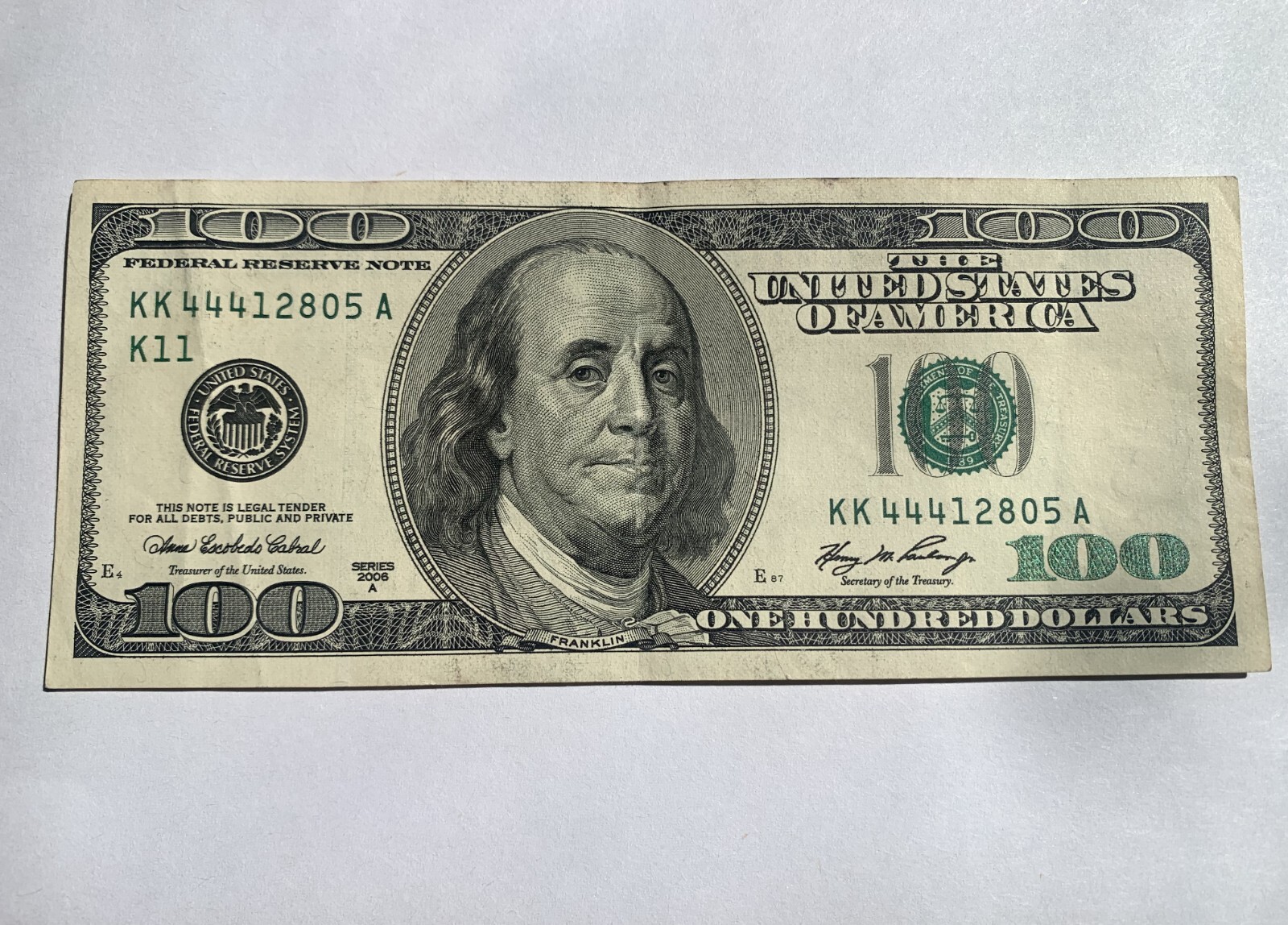100 dollar bill 2006a very rare KKK444 | eBay