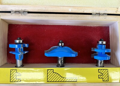 Rockler Horizontal Panel Router Bit Set With Wooden Case 1/2 , Barely Used