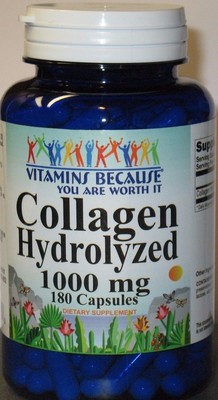 Collagen Hydrolyzed 1000 mg 180 Capsules Skin Nails and Hair Health