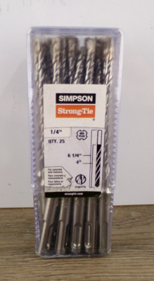 Simpson Strong-Tie MDPL02506-R25 SDS Plus Carbide Bit Bulk 1/4''x4''x6'' 25ct S3