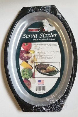 Nordic Ware ''Serva-Sizzler'' Steak Platter w/ Holder Dishwasher Safe - New