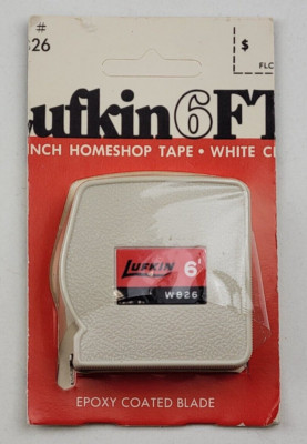 Vintage NOS Lufkin W826 6 ft. White Clad Homeshop Epoxy Coated Tape Rule - NEW!