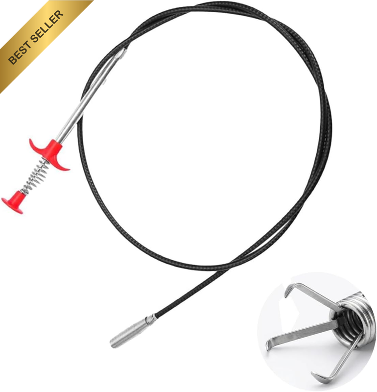 Flexible Drain Snake Grabber Tool, 79In Bendable Cable with 4-Claw Mechanism, fo
