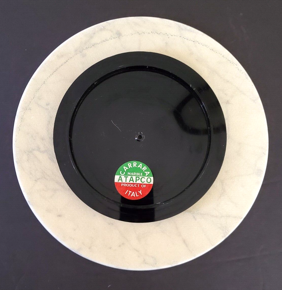 ATAPCO Revolving Carrara Italian Marble Rotating Tray w/3 Cheese Knifes