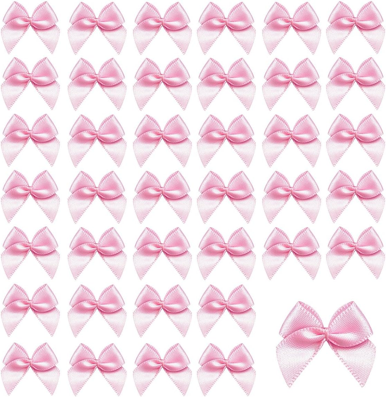 Mini Satin Ribbon Bows, 200Pcs Small Ribbon Bows Flowers DIY Appliques Crafts Pr