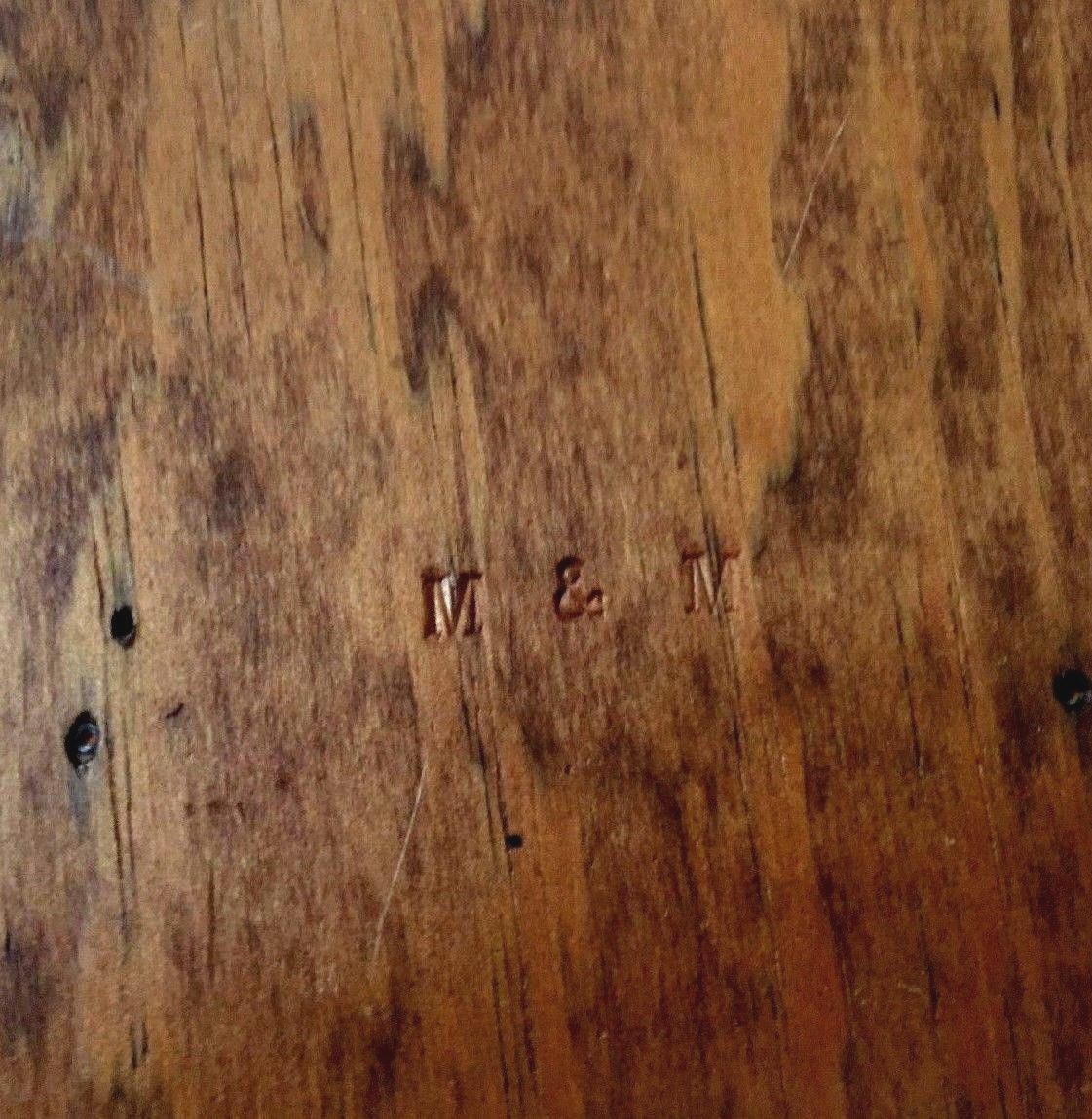 Vintage M&M Woodturners' Handled Organizer Box w/ Gold Metal Eagle Mail Tool ?