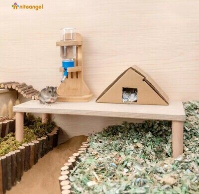 Niteangel Hamster Play Wooden Platform for Putting Small Animal's Food Bowl