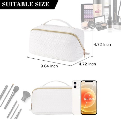 Travel Makeup Bag, Toiletry Organizer, Large Capacity PU Leather