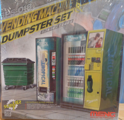 Meng Soda Vending Machines + Dumpster - Plastic Model Diorama Kit - 1/35 Scale