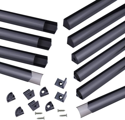 Muzata 10Pack 6.6FT/2M V-Shape LED 10*6.6ft, Black Channel with Cover 