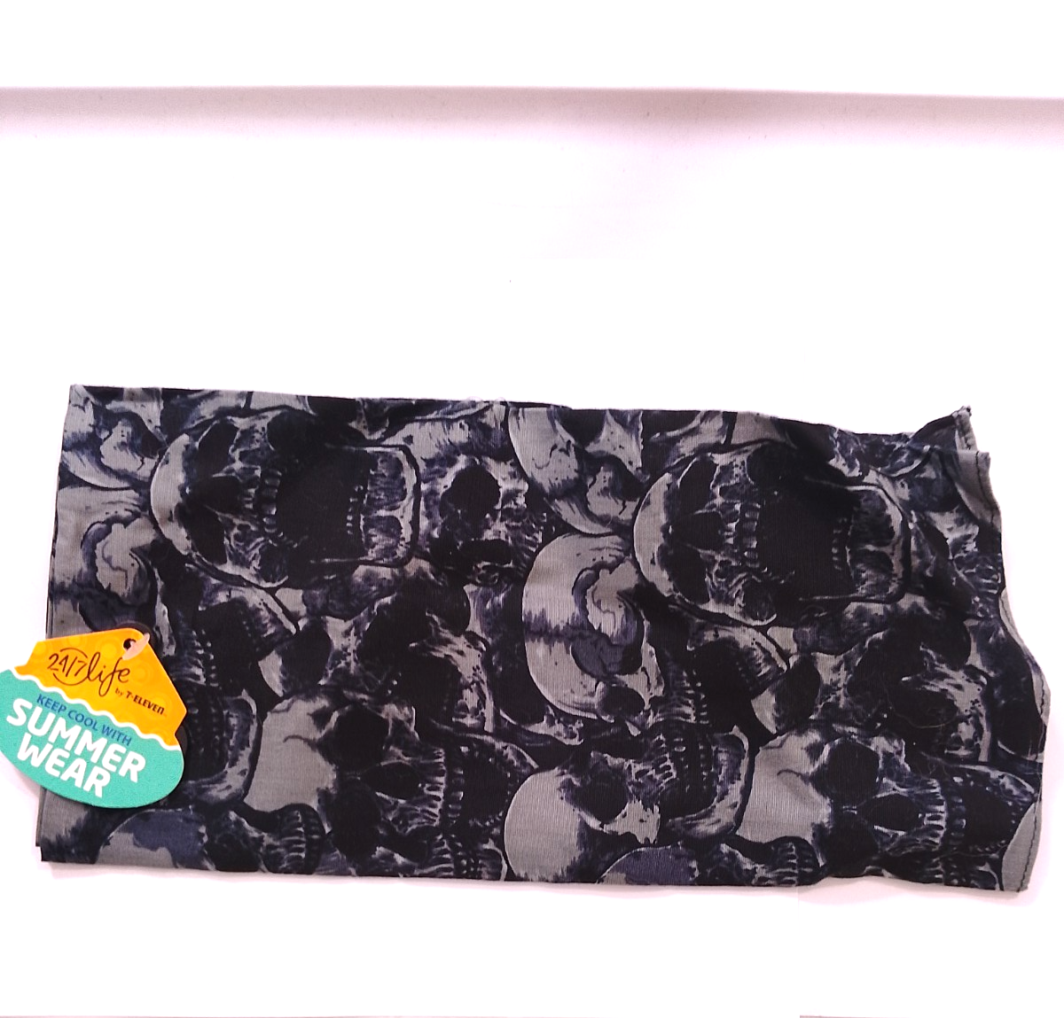 24/7 Life by 7-11 Summer wear black skull bandana with tags