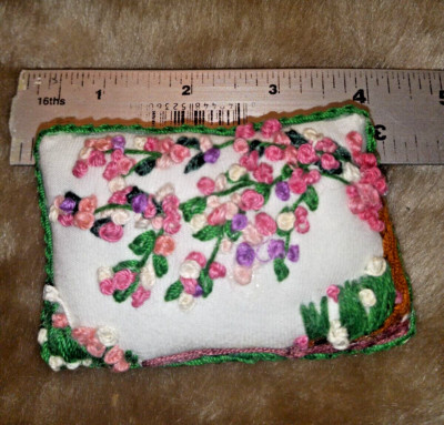 Embroidered Toss Pillow 1:6 Scale for Dollhouse or Room Box- OOK
