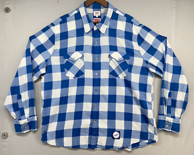 Los Angeles Dodgers Levis Button Shirt Mens XXL Flannel Plaid Long Sleeve NICE