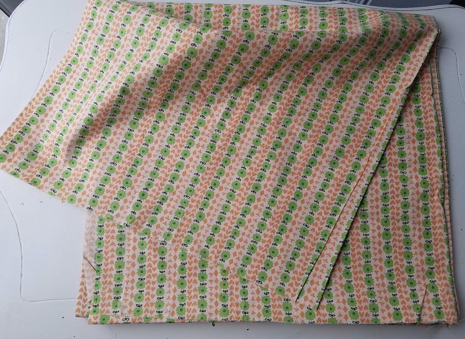 NOS Vintage 1940's GREEN DAISY Feedsack Era Cotton FABRIC ~ 36