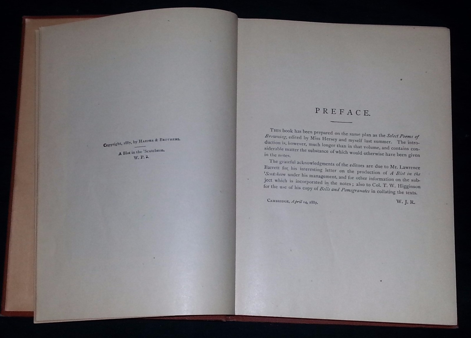 A Blot in the 'Scutcheon and other Dramas by Robert Browing (Hardcover) C. 1887