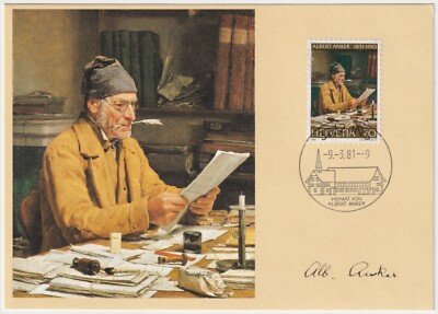 Albert Anker - 1981 Switzerland Pre-Stamped Postcard - 70 C Stamp