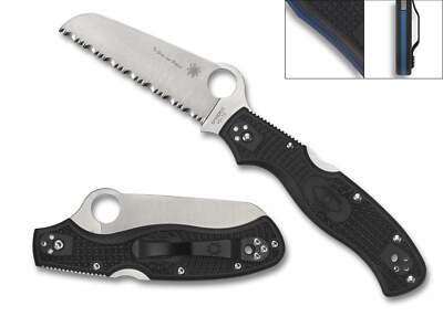 Spyderco C14FSBKBL3 Rescue 3 Lightweight FRN Thin Blue Line Serrated/VG-10